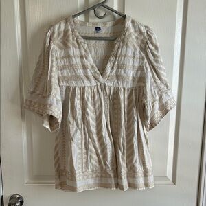Old Navy Cream and Tan Geometric Top
